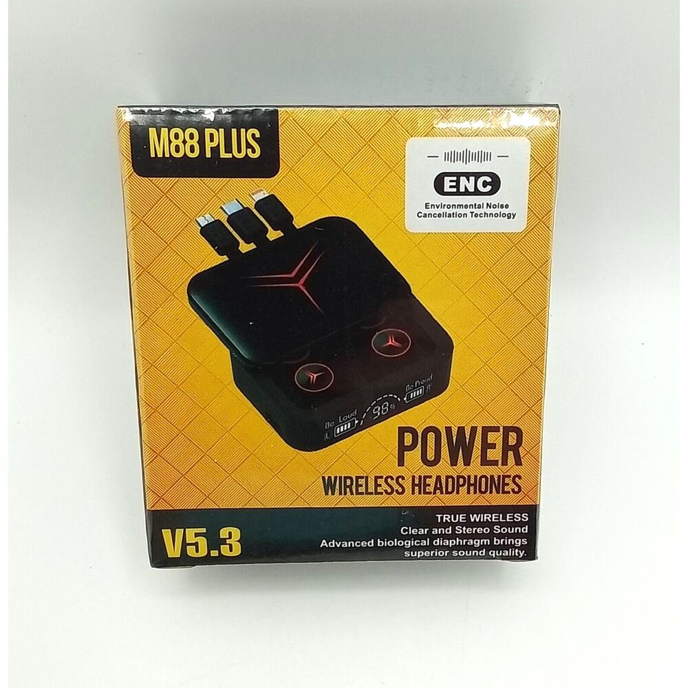M88 Plus ENC Wireless Headphones w/3 in 1 Charging & Charging Case